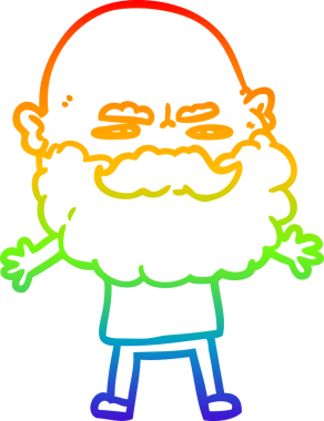 Gökkuşağı gradyan çizgi çizimi sakallı bir adamın bir insan tarafından çizilmiş