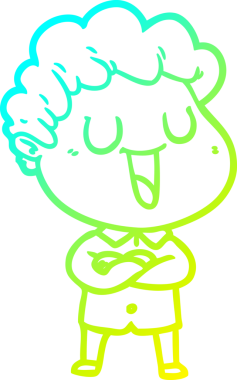 Bir insan tarafından çizilmiş gülen bir çizgi film karakterinin soğuk gradyan çizgisi.