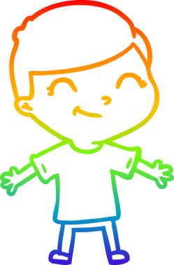 gökkuşağı gradyan çizgi çizimi bir insan tarafından çizilmiş gülümseyen bir çizgi çocuk