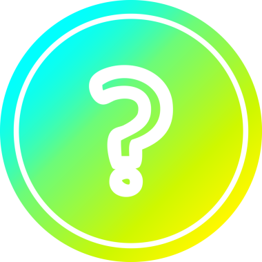 Bir insan tarafından çizilen havalı gradyan bitiş çizgili dairesel soru işareti simgesi