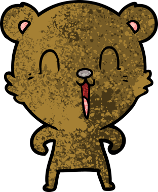 Bir insan tarafından çizilmiş mutlu çizgi film ayısı.