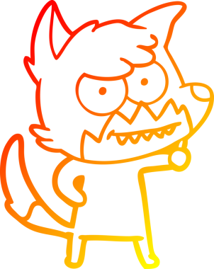 Bir insan tarafından çizilmiş sırıtan bir tilkinin sıcak çizgi çizimi