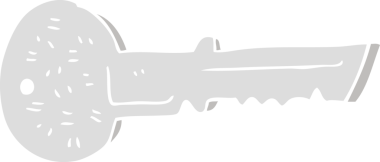 Bir insan tarafından çizilmiş kapı anahtarının düz renk çizimi