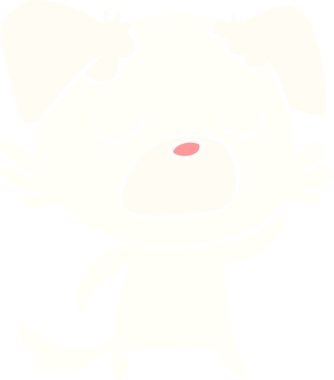 Bir insan tarafından çizilmiş düz renkli çizgi film köpeği.