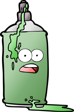 Bir insan tarafından çizilmiş bir sprey boya kutusu.