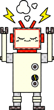 Bir insan tarafından çizilmiş dans eden bir robotun çizgi romanı.