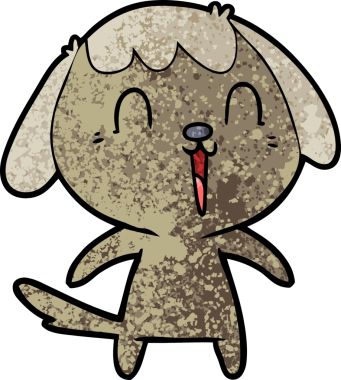 Bir insan tarafından çizilmiş şirin bir çizgi film köpeği.