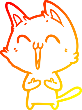 Bir insan tarafından çizilmiş mutlu çizgi film kedisinin sıcak çizgi çizgisi.