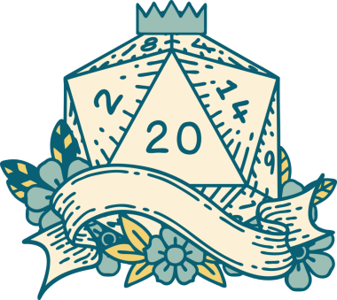 Retro Dövme Biçimi Doğal 20 D20 zar bir insan tarafından çizildi