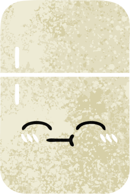 Bir insan tarafından çizilmiş buzdolabının retro çizim tarzı karikatürü.