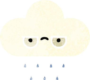 Bir insan tarafından çizilmiş yağmur bulutunun retro çizim tarzı karikatürü