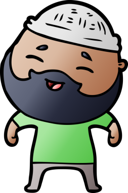 Bir insan tarafından çizilmiş mutlu sakallı bir adam.