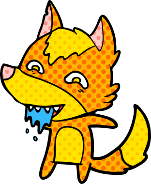 Bir insan tarafından çizilmiş tilki çizgi film karakteri