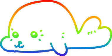 gökkuşağı gradyan çizgi çizimi bir insan tarafından çizilmiş bebek fok