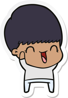 Bir insan tarafından çizilmiş mutlu bir çizgi film çocuğunun çıkartması.