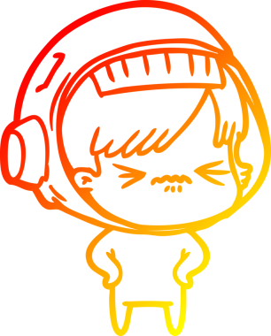 Bir insan tarafından çizilmiş bir astronot kadın çizgi çizimi.