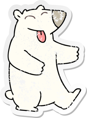 Bir insan tarafından çizilmiş garip bir el çizimi kutup ayısının sıkıntılı çıkartması.