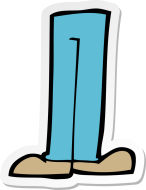 Bir insan tarafından çizilmiş çizgi film bacaklarının çıkartması.