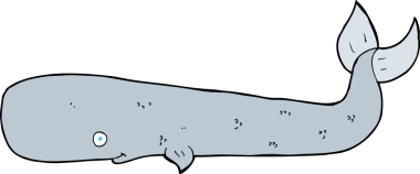 Bir insan tarafından çizilmiş çizgi film balinası