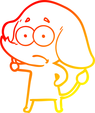 Bir insan tarafından çizilmiş, belirsiz bir filin sıcak çizgi çizimi.