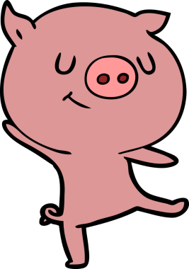Bir insan tarafından çizilmiş mutlu çizgi film domuzu.