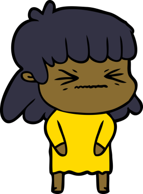 Bir insan tarafından çizilmiş kızgın bir kız.