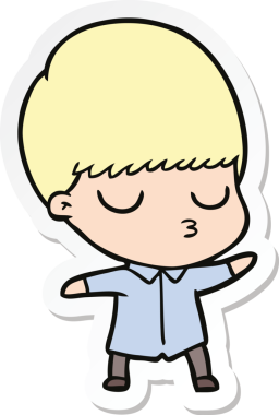 Bir insan tarafından çizilmiş sakin bir çocuğun çıkartması.