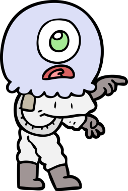 Çizgi film Tepegöz uzaylı uzay adamı bir insan tarafından çizilmiş.