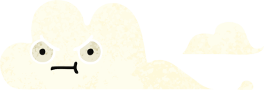 Bir insan tarafından çizilmiş beyaz bir bulutun retro çizim tarzı karikatürü