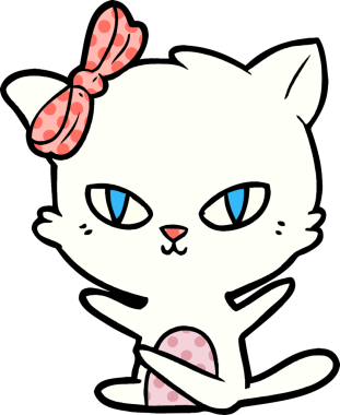 Bir insan tarafından çizilmiş sevimli çizgi film kedisi.