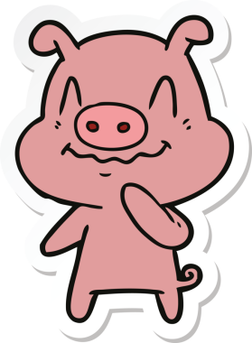 Bir insan tarafından çizilmiş sinirli bir domuzun çıkartması.