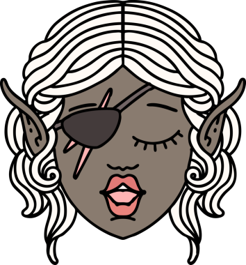 Retro Dövme Tarzı Elf düzenbaz karakter yüzü Bir insan tarafından çizildi