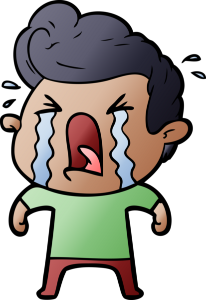 Bir insan tarafından çizilmiş ağlayan bir karikatür.