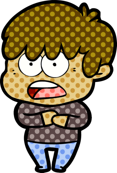 Bir insan tarafından çizilmiş endişeli çizgi film çocuğu.