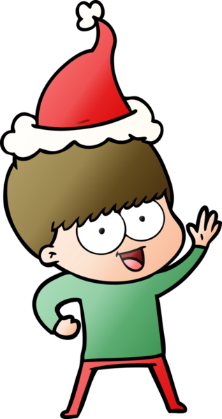 Bir insan tarafından çizilmiş Noel Baba şapkası takan bir çocuğun gradyan çizimi.