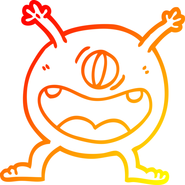 Bir insan tarafından çizilen çizgi film canavarının sıcak çizgi çizimi