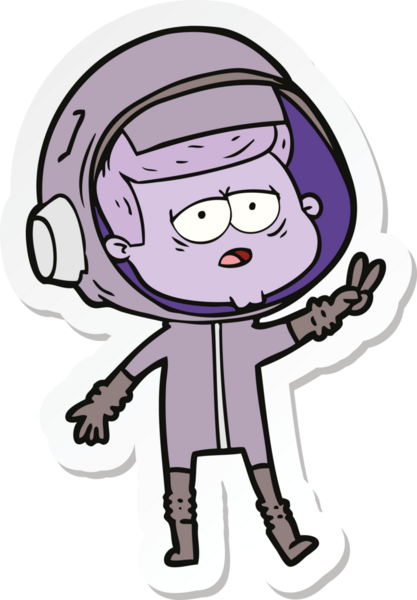 Bir insan tarafından çizilmiş yorgun bir astronotun çıkartması.