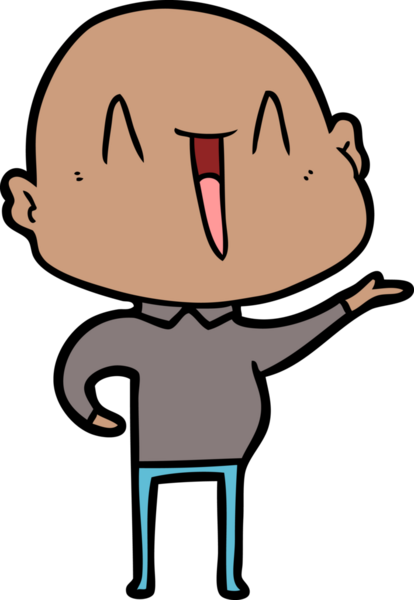 Bir insan tarafından çizilmiş mutlu, kel adam.