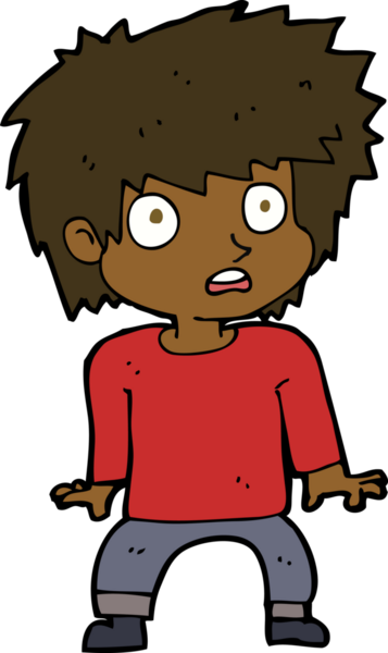 Bir insan tarafından çizilmiş korkmuş bir çocuk.