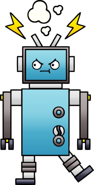 Bir insan tarafından çizilmiş bir robotun gölgelenmiş çizimi