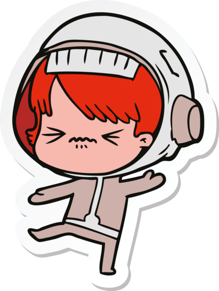 Bir insan tarafından çizilmiş kızgın bir uzay kızının çıkartması.