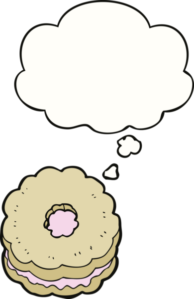 Bir insan tarafından çizilmiş düşünce balonlu bisküvi.