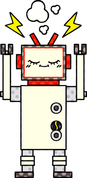 Bir insan tarafından çizilmiş dans eden bir robotun çizgi romanı.