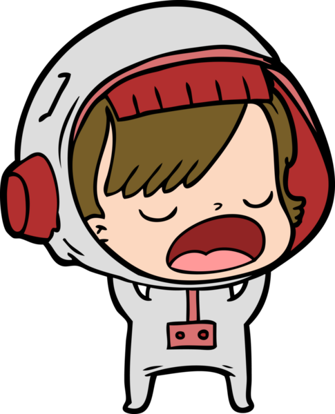 Bir insan tarafından çizilmiş, konuşan astronot kadın.