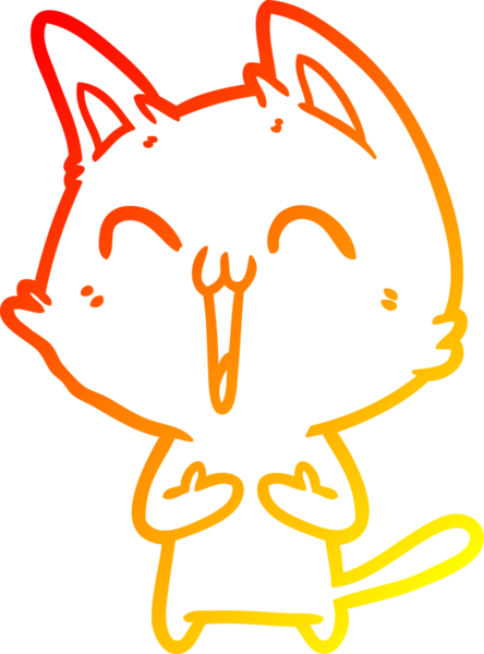 Bir insan tarafından çizilmiş mutlu çizgi film kedisinin sıcak çizgi çizgisi.