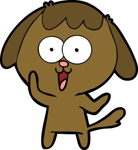 Bir insan tarafından çizilmiş şirin bir çizgi film köpeği.