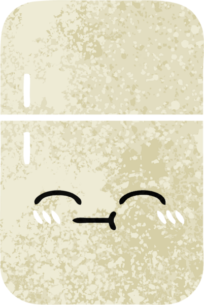 Bir insan tarafından çizilmiş buzdolabının retro çizim tarzı karikatürü.