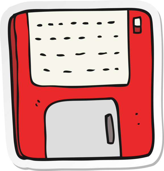 Bir insan tarafından çizilmiş eski bir bilgisayar diskinin etiketi