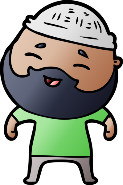 Bir insan tarafından çizilmiş mutlu sakallı bir adam.