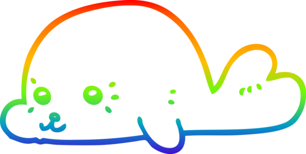 gökkuşağı gradyan çizgi çizimi bir insan tarafından çizilmiş bebek fok